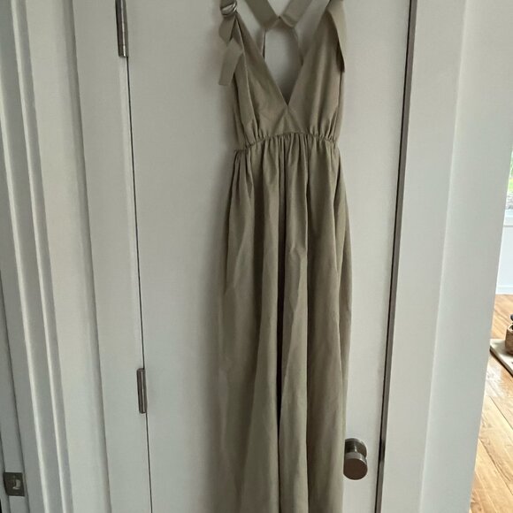 St. Agni Plunge Neck Dress - Taupe - XS - Like New